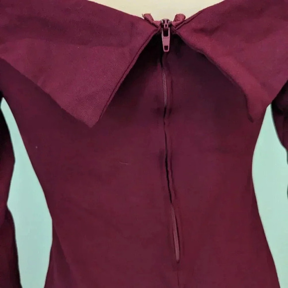 Windsor Red Off Shoulder Midi Long Sleeve Dress Size M - Picture 9 of 11